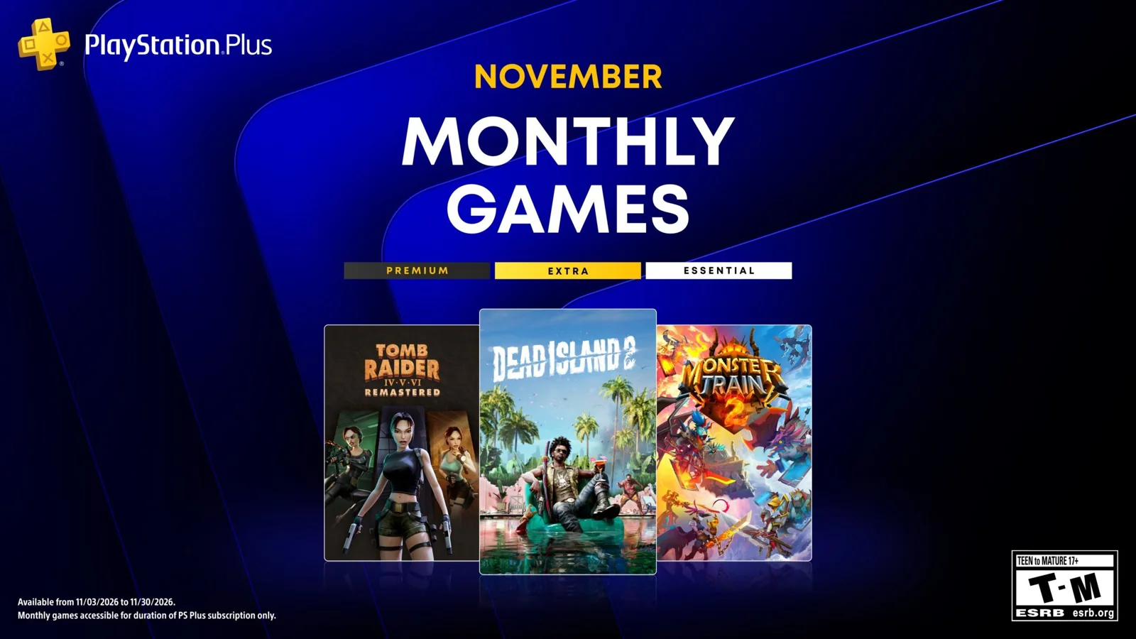 November’s PS Plus lineup pairs Dead Island 2 with Tomb Raider and Monster Train 2